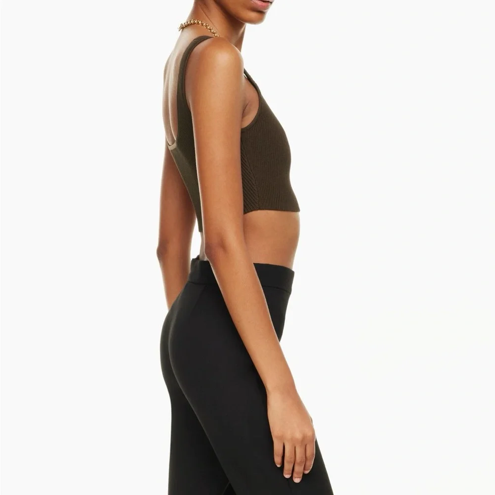 NWT Aritzia Babaton Sculpt Knit Squareneck Cropped Tank in Coffee Bean - Picture 5 of 7